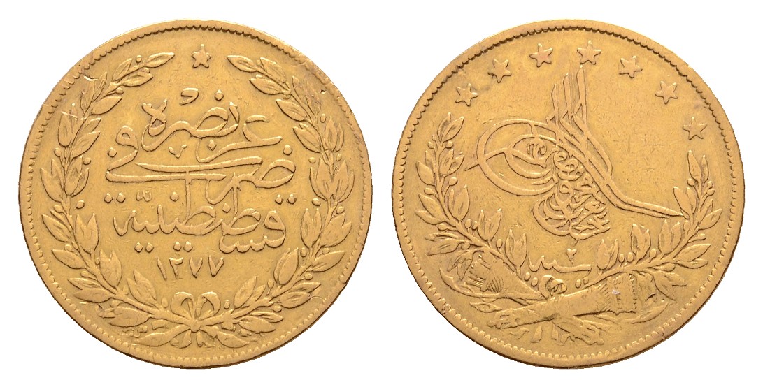  Linnartz Türkei 100 Piaster AH 1255, 2. Regierungsjahr - 1863, 7,15/917er, ss   