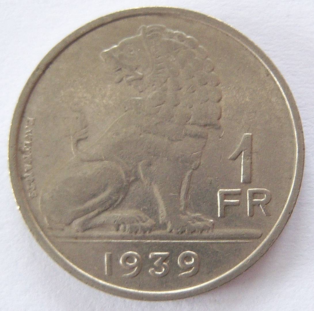 Belgien 1 Franc 1939 BELGIQUE - BELGIE   