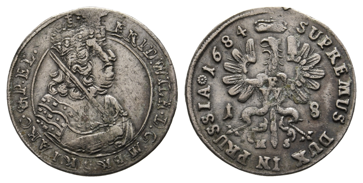  Preussen; 18 Gröscher 1684, Henkelspur   