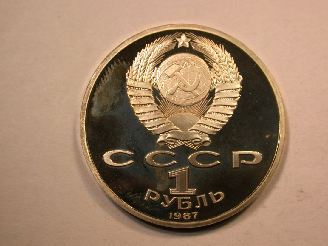  D17 UDSSR/Rußland  1 Rubel  1987 70 Jahre Revolution in PP-fein  Originalbilder   
