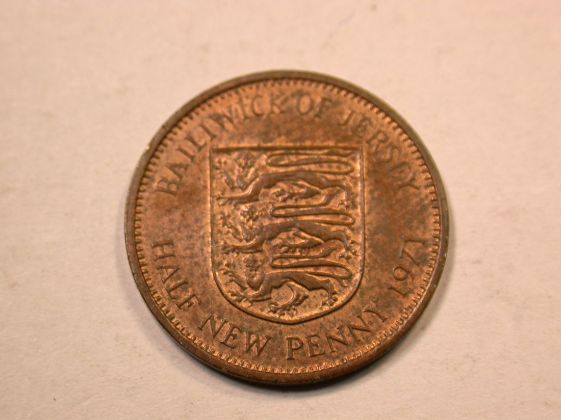  E20 Ballwick of Jersey  1/2 New Cent 1971 in vz-st/f.st  Originalbilder   