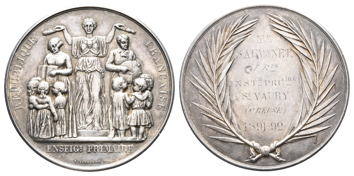  Frankreich; Medaille 1891/92, Silber; 64,15 g, Ø 51,3 mm   