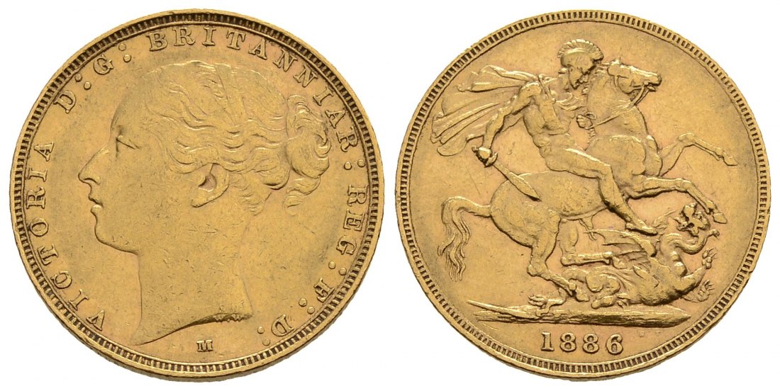 PEUS 4030 Großbritannien/Australien 7,32 g Feingold. Melbourne. Victoria (1837 - 1901) Sovereign GOLD 1886 M Sehr schön