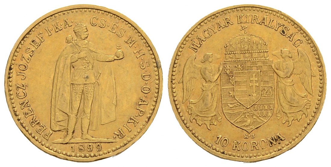PEUS 4127 Ungarn 3,05 g Feingold 10 Kronen GOLD 1899 KB Sehr schön