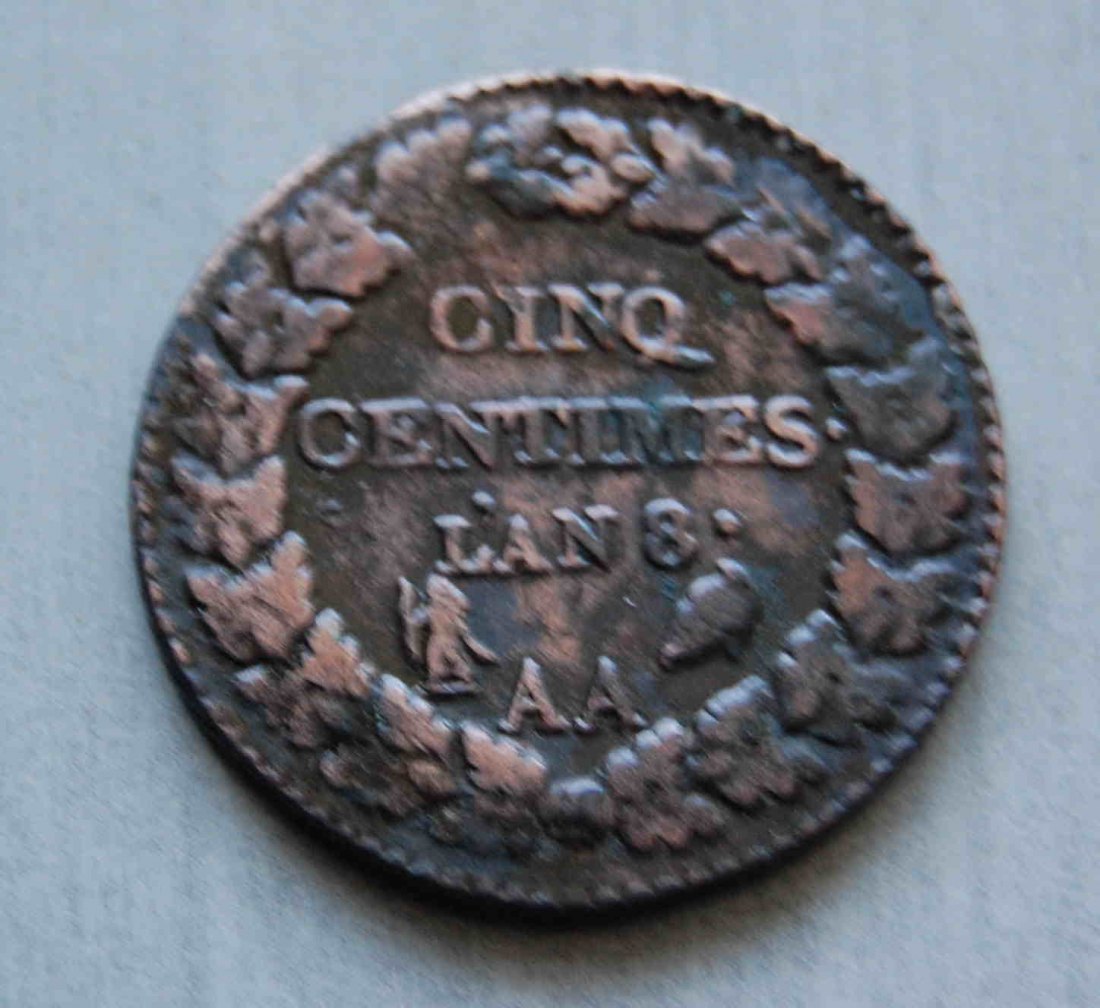  5 Centimes 1799 Frankreich cinq. centimes LÁN 8 AA Erhaltung!!   