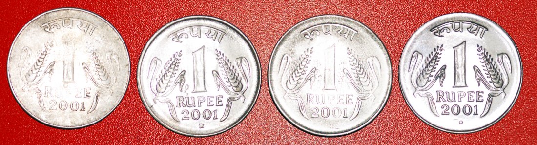  · YEAR SET OF 4 MINTS (1992-2004): INDIA ★ 1 RUPEE 2001! LOW START ★ NO RESERVE!   