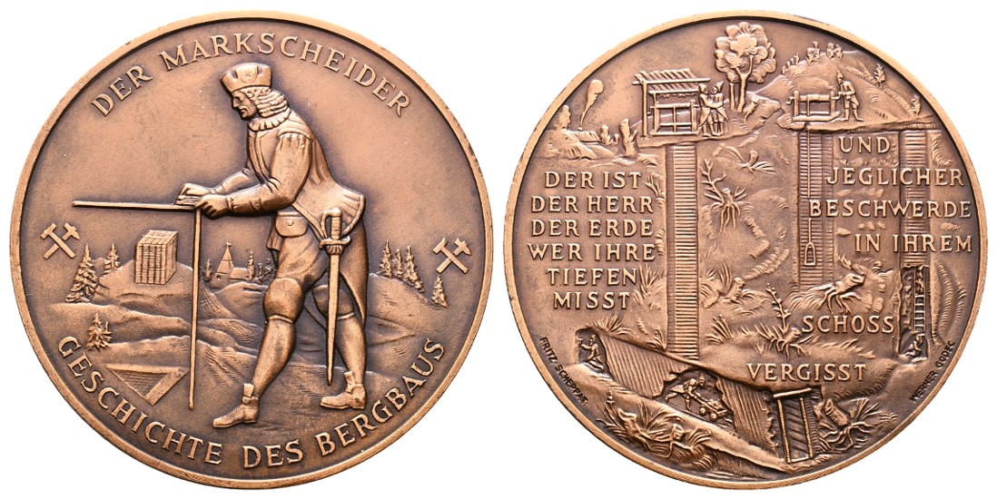  Linnartz Bergbau Bronzemedaille 1989 (Scheppat & Godec) Jahresmedaille Grafschafter Münzfreunde vz+   