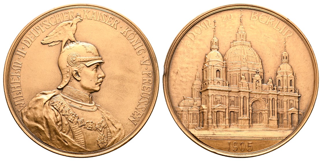  Linnartz Preussen, Bronzemed. 1905 a.d.Einweihung des Berliner Doms, 58mm,89,6Gr., kl. Rdf. vz+   