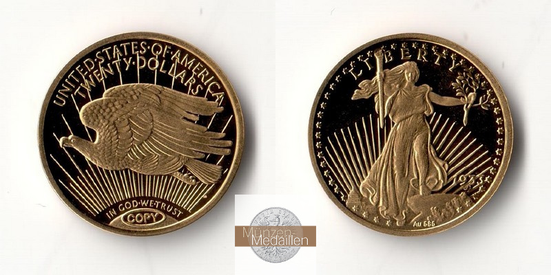 USA MM-Frankfurt Feingold: 1,66g 20 Dollar 1933 (Copy) Saint-Gaudens - Double Eagle Replika