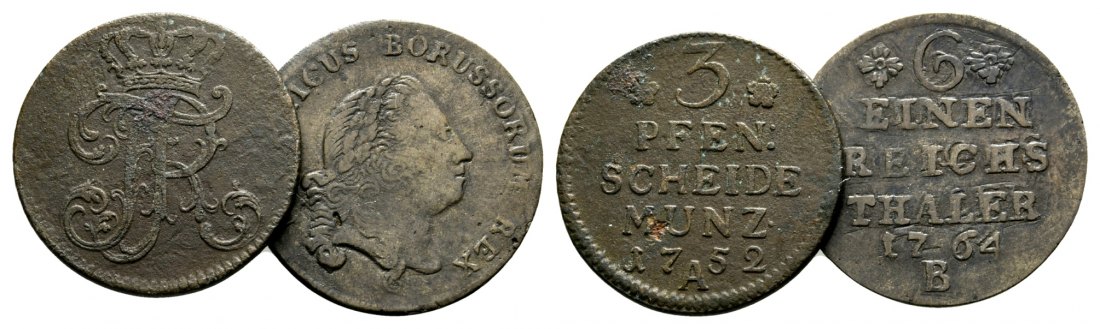  Altdeutschland; 2 Kleinmünzen 1752/1764   