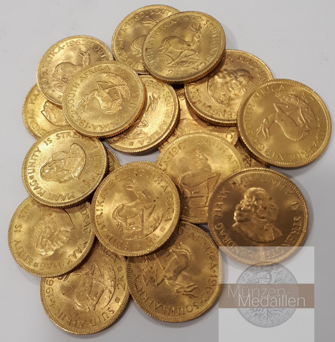 Süd-Afrika MM-Frankfurt   Feingewicht: 146,40g Gold 20 x 2 Rand verschiedene 