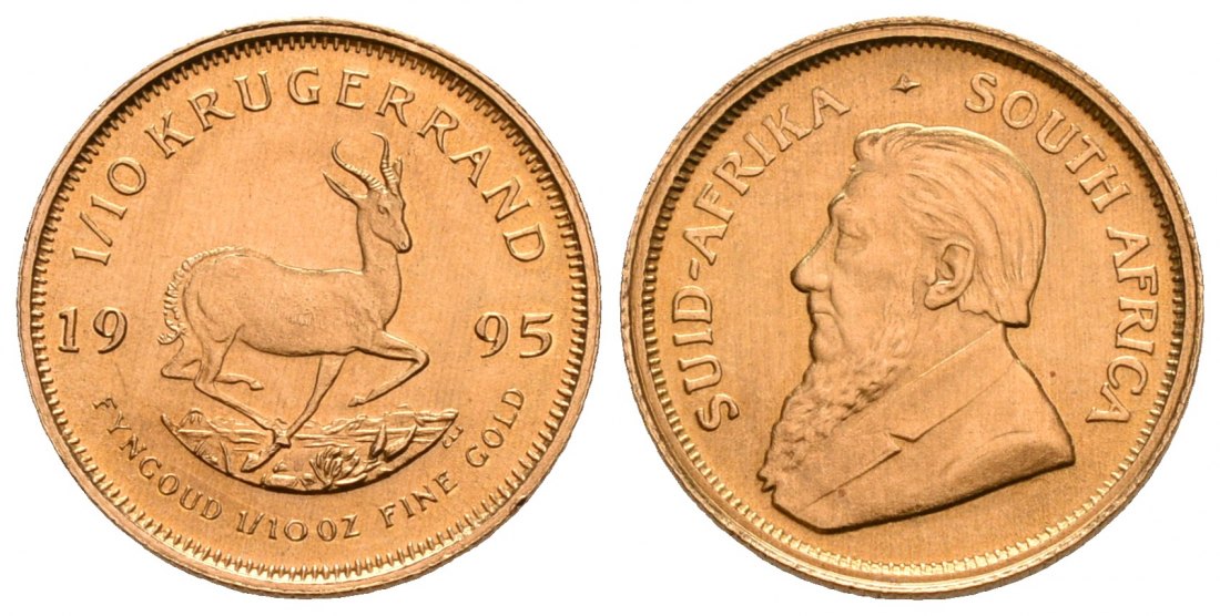 PEUS 4620 Süd-Afrika 3,11 g Feingold 1/10 Krügerrand GOLD 1/10 Unze 1995 Fast Stempelglanz