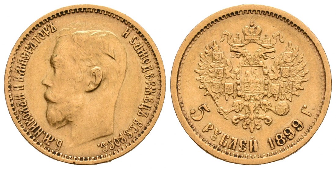 PEUS 4622 Russland 3,87 g Feingold. Zar Nikolaus II. (1894 - 1917) 5 Rubel GOLD 1899 ФЗ (FZ) Kl. Kratzer, Sehr schön