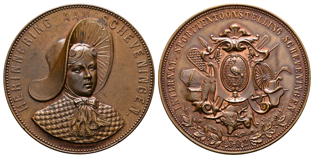  Linnartz Niederlande Bronzemedaille 1892 a.d.Internationale Sportausstellung vz-stgl Gewicht:51,8g   