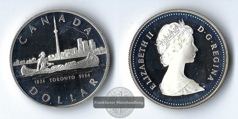  Kanada,  1 Dollar  1984  Toronto     FM-Frankfurt  Feinsilber: 11,66g   