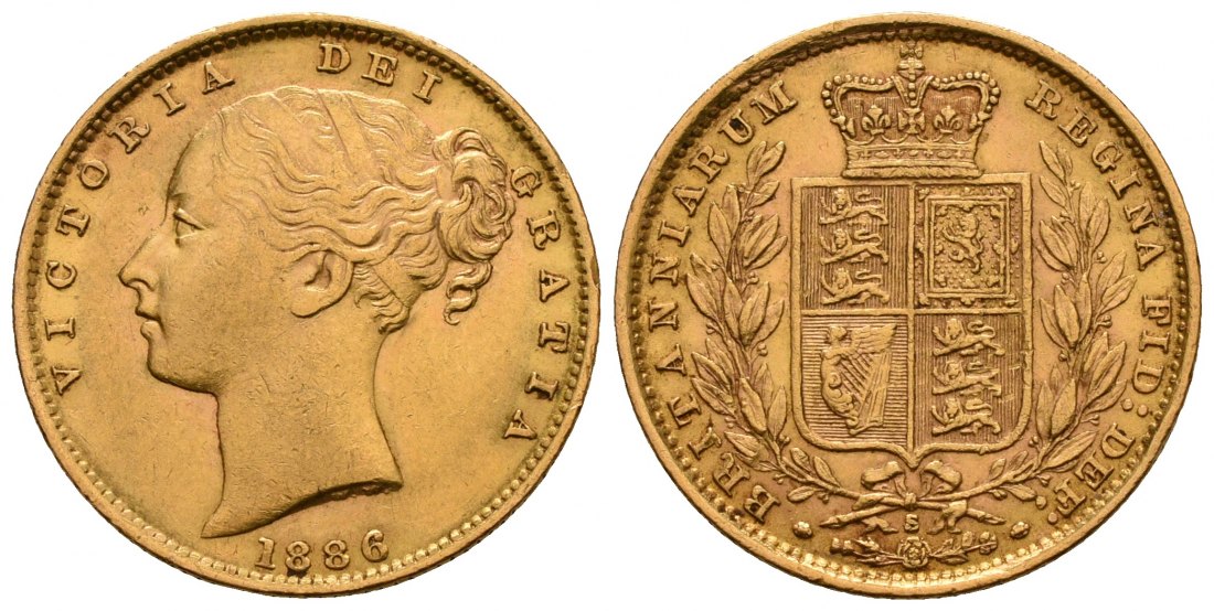 PEUS 4784 Grossbritannien/Australien 7,32 g Feingold. Victoria (1837 - 1901) / Wappen Sovereign GOLD 1886 S Sydney Sehr schön
