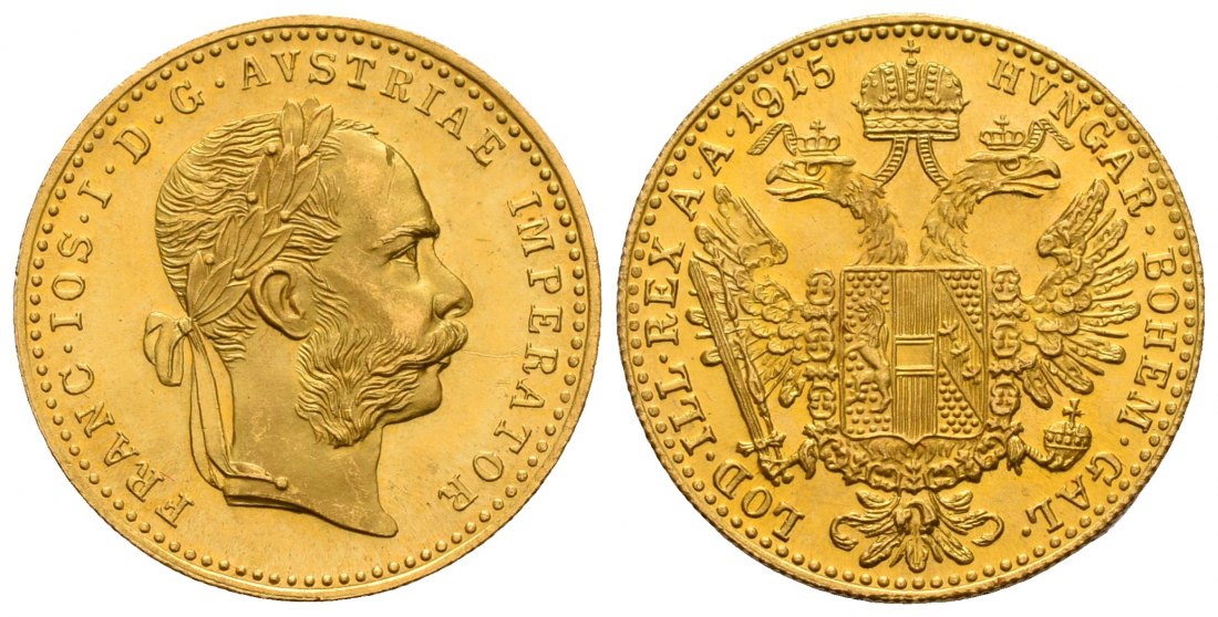 PEUS 4789 Österreich 3,44 g Feingold. Franz Joseph I. (1848 - 1916) 1 Dukat (off.NP) GOLD 1915 Stempelglanz