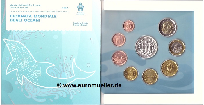 San Marino ...offizieller KMS 2020...bu...mit 5 Euro Silbermünze   