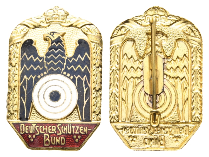 Deutscher Schützenbund, Schützenmedaille o.J. vergoldet, emalliert, 19,97 g, 52 x 34 mm   
