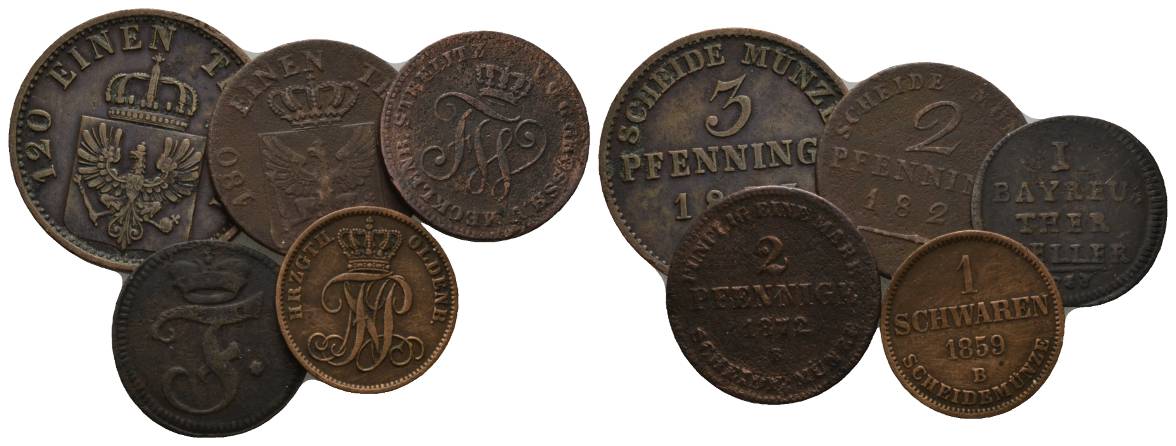  Altdeutschland,5 Kleinmünzen   
