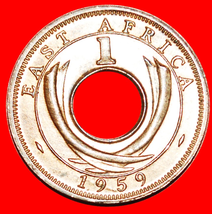  • GREAT BRITAIN (1954-1962): EAST AFRICA ★ 1 CENT 1959H UNC WITH MINT LUSTER! LOW START★ NO RESERVE!   