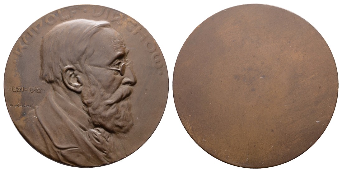  Linnartz MEDICINA IN NUMMIS Bronzemedaille 1902 (Placht)auf Rudolf Virchow 55mm, vz+   