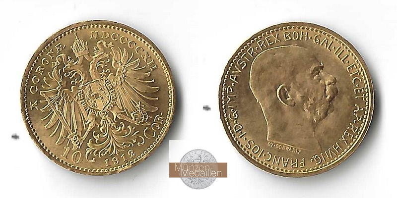 Österreich MM-Frankfurt Feingold: je 3,05g zusammen 122g 40 x 10 Kronen 1912 NP 
