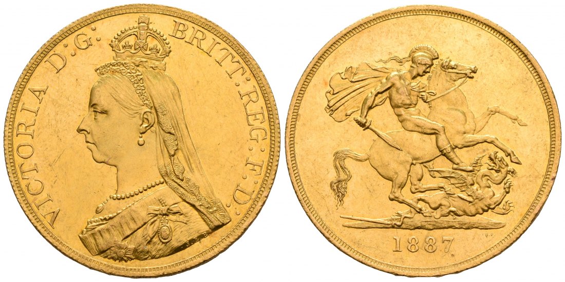 PEUS 5142 Grossbritannien 36,61 g Feingold. Victoria (1837 - 1901) 5 Pounds GOLD 1887 Sehr schön