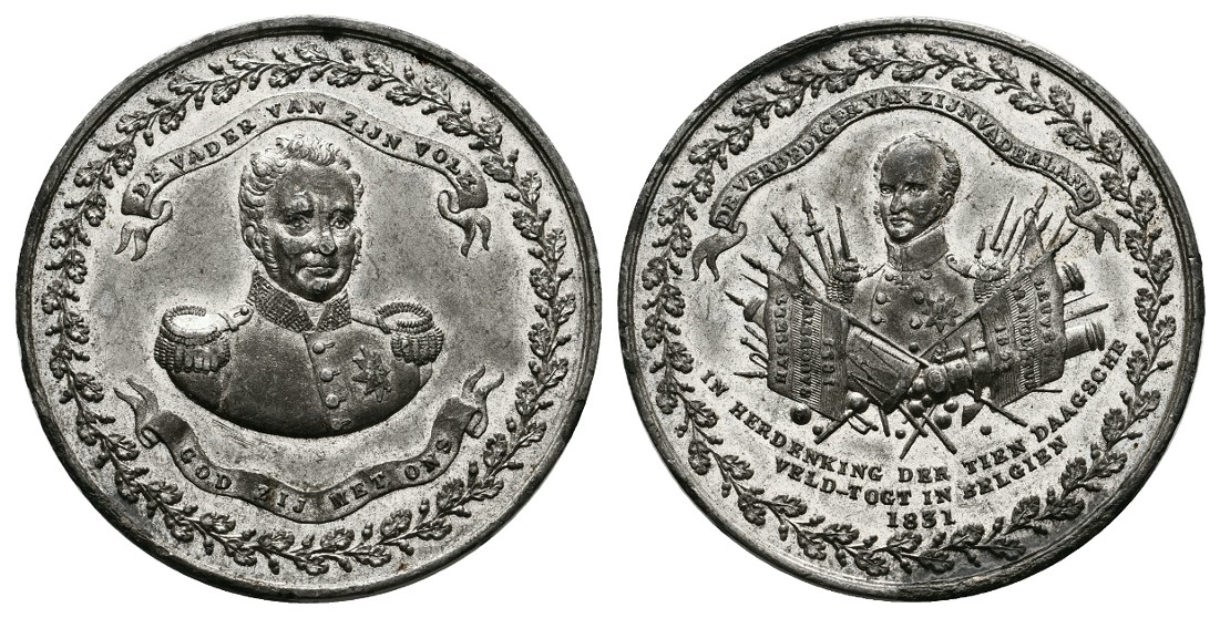 Linnartz Niederlande Wilhelm I. Zinnmedaille 1831 a.d.Feldzug in Belgien vz Gewicht: 22,7g   