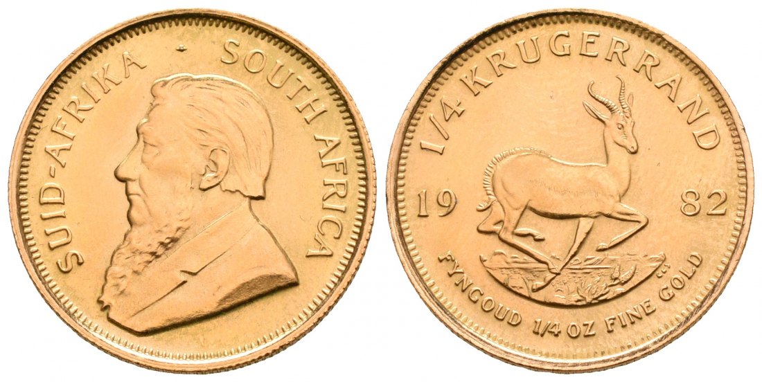 PEUS 5279 Süd-Afrika 7,78 g Feingold 1/4 Krügerrand GOLD 1/4 Unze 1982 Fast Stempelglanz