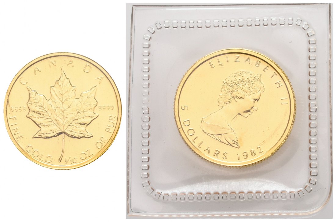 PEUS 5292 Kanada 3,11 g Feingold. Maple Leaf 5 Dollars GOLD 1/10 Unze 1982 Uncirculated (eingeschweißt)