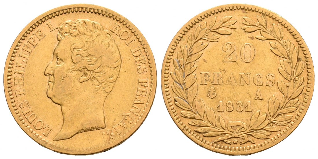 PEUS 5330 Frankreich 5,81 g Feingold. Louis Philippe I. (1830 - 1848) 20 Francs GOLD 1831 A Sehr schön