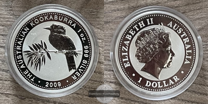  Australien,  1 Dollar Kookaburra 2009 (2000)  FM-Frankfurt  Feingewicht: 31,1g   