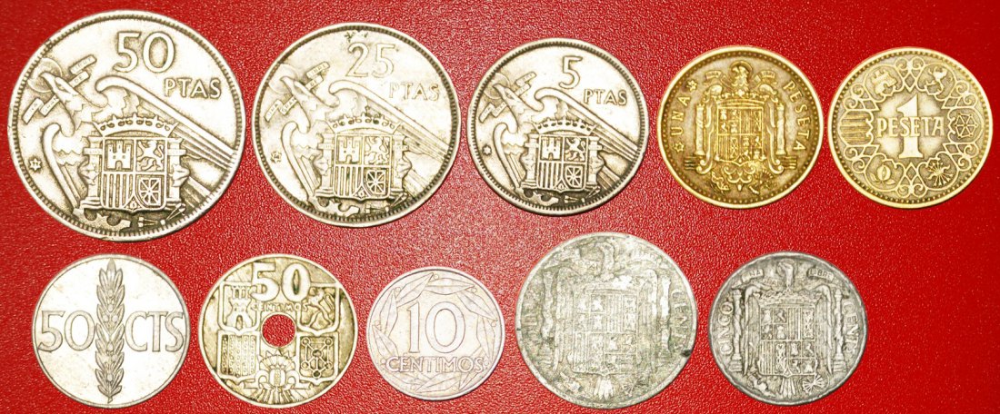  • GENERALISSIMO FRANCO (1936-1975): SPAIN ★ SET 10 COINS! LOW START★ NO RESERVE!   