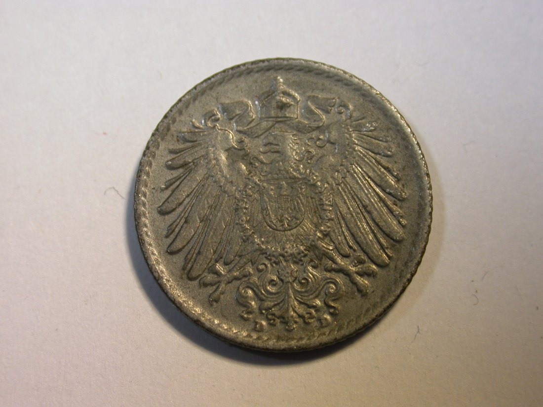  F10  KR  5 Pfennig 1916 D in f.ST  Erhaltung !!  Originalbilder   