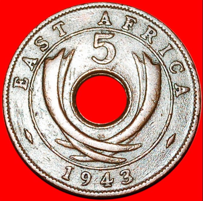  * SOUTH AFRICA: EAST AFRICA ★5 CENTS 1943SA! WAR TIME (1939-1945) LOW START★ NO RESERVE!   