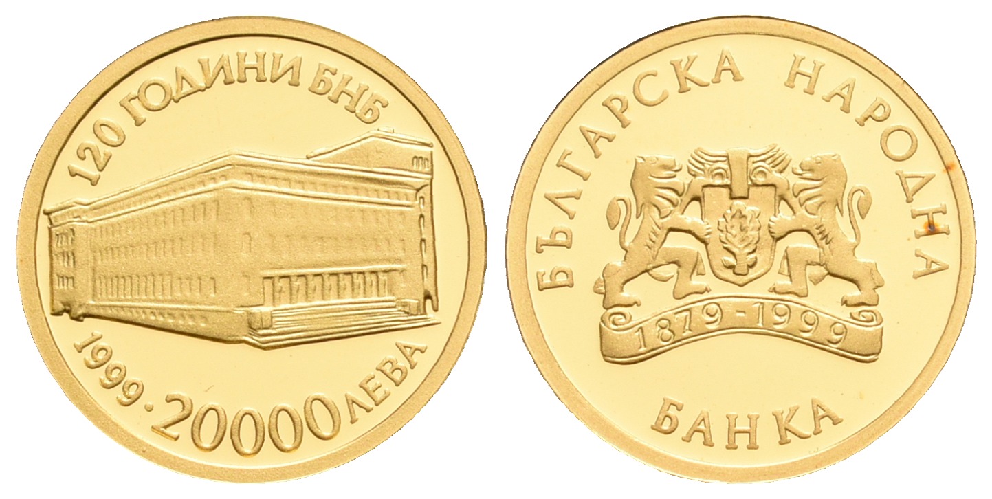 PEUS 5556 Bulgarien 1,55 g Feingold. Bulgarische Nationalbank 20000 Leva GOLD 1999 Proof (Kapsel)