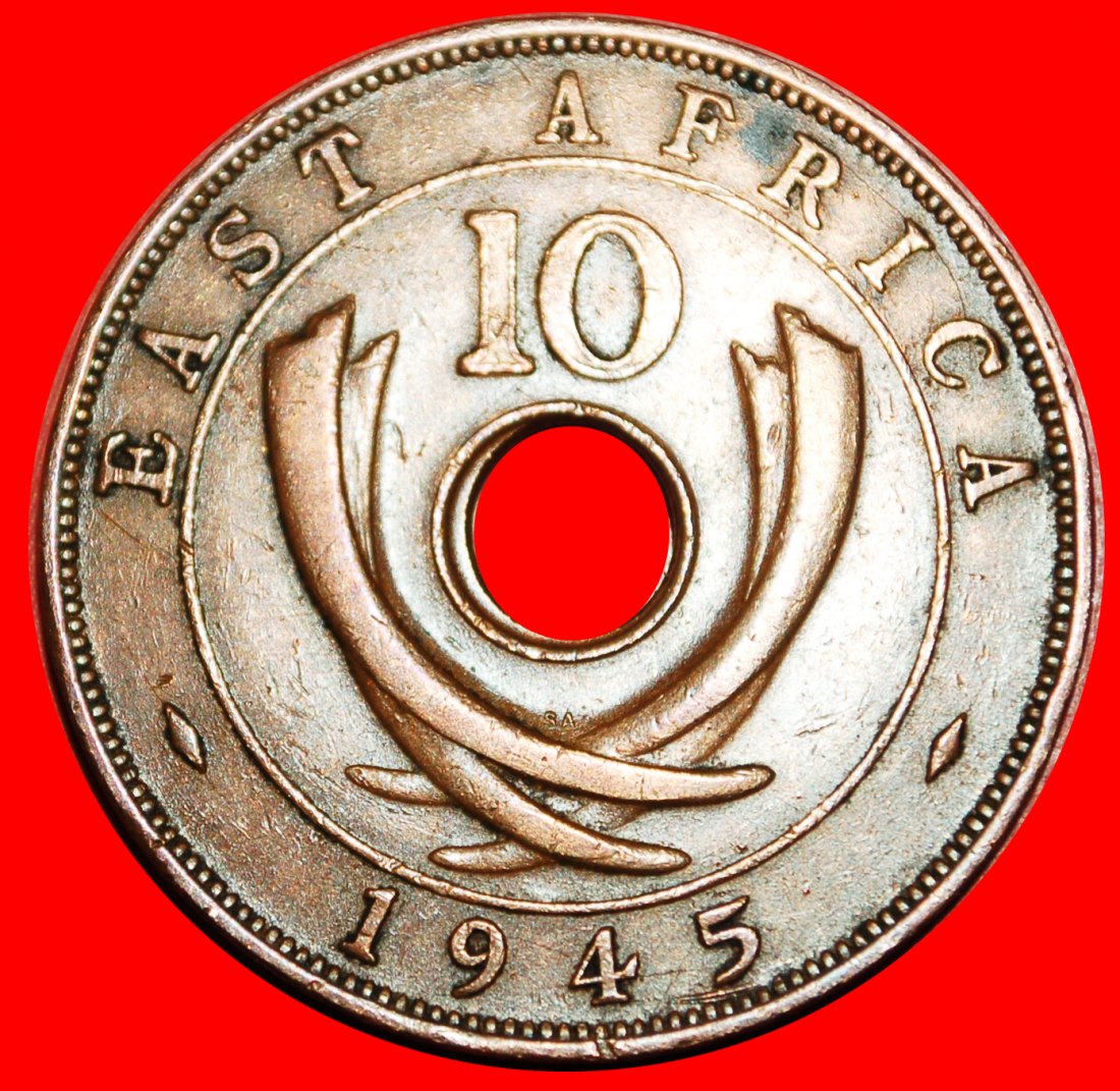  • SOUTH AFRICA: EAST AFRICA ★ 10 CENTS 1945SA! George VI (1937-1952) LOW START★ NO RESERVE!   