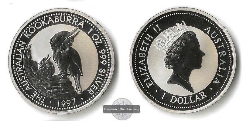  Australien,  1 Dollar  1997  Kookaburra  FM-Frankfurt   Feinsilber: 31,1g   