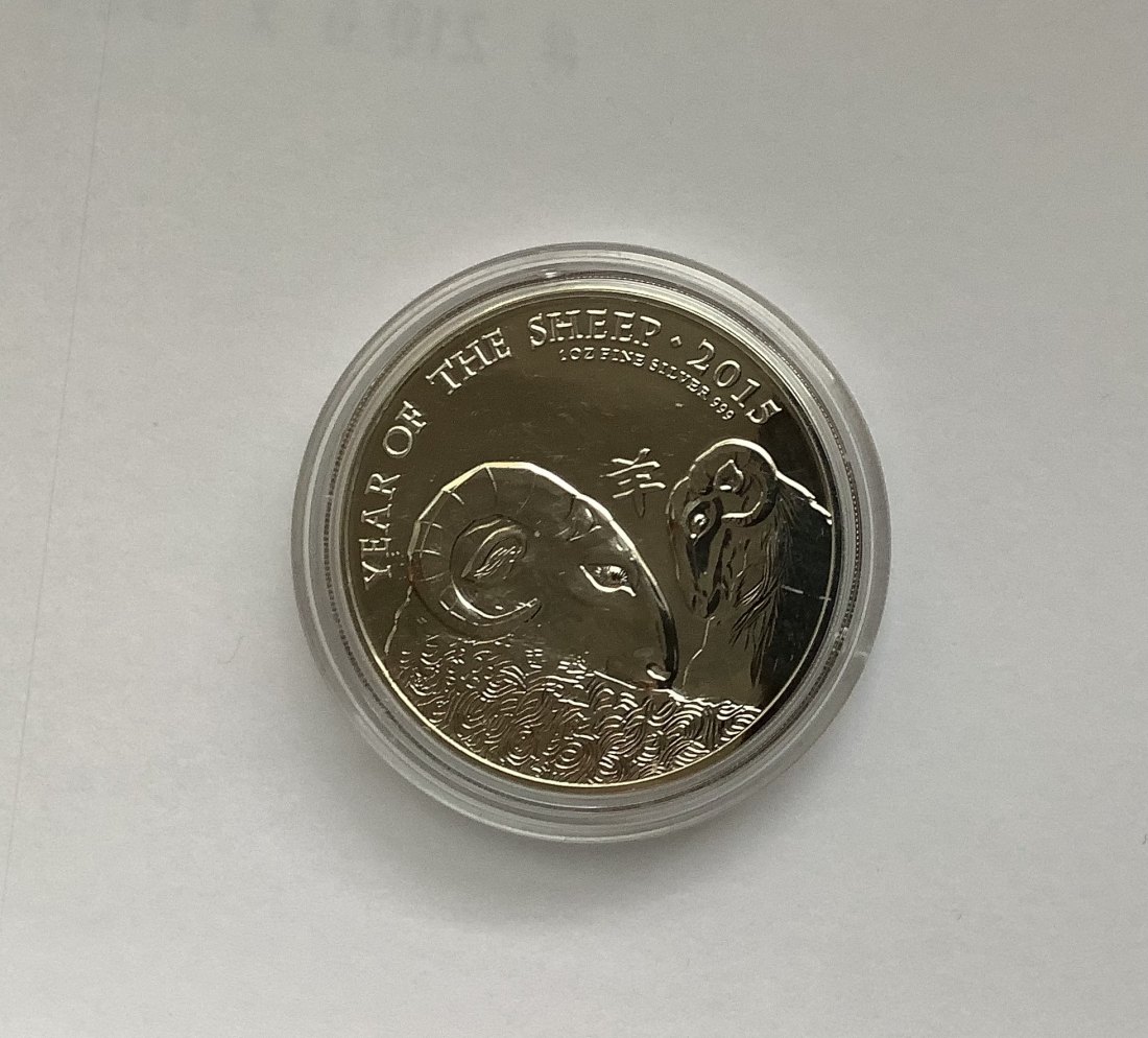  Großbritannien 1 oz Silber Lunarmünze Schaf/Ziege 2015   