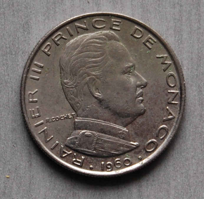  1 Franc 1960 Monaco Rainier III Deo Juvante selten   