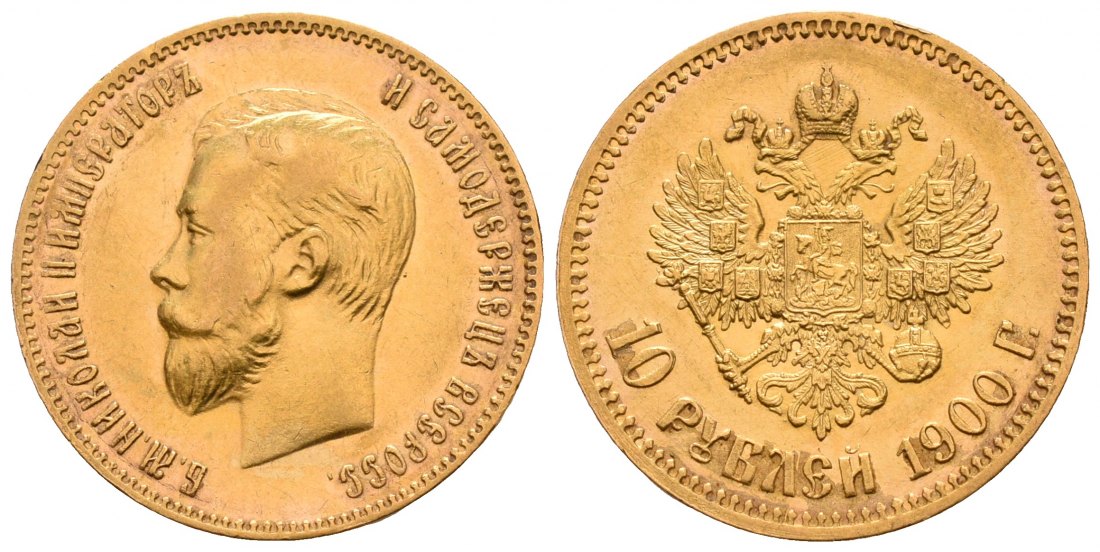 PEUS 5908 Russland 7,74 g Feingold. Zar Nikolaus II. (1894 - 1917) 10 Rubel GOLD 1900 ФЗ (FZ) Kl. Kratzer, fast Vorzüglich