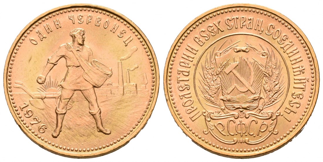 PEUS 5932 Russland 7,74 g Feingold. Tscherwonez 10 Rubel GOLD 1976 Kl. Kratzer, fast Stempelglanz