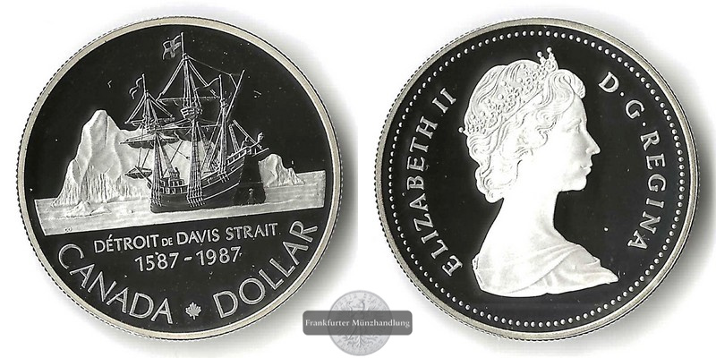  Kanada  1 Dollar  1987  Detroit de Davis Strait FM-Frankfurt  Feinsilber: 11,66g   