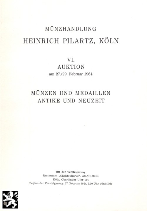  Pilartz (Köln) Auktion 06 (1964) Not und Belagerungsklippen von Jülich und Landau ua   
