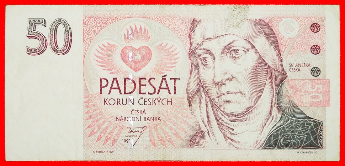  • AGNES OF PRAGUE (1211-1282): CZECH REPUBLIC ★ 50 CROWNS 1993 CRISP!  LOW START ★ NO RESERVE!   