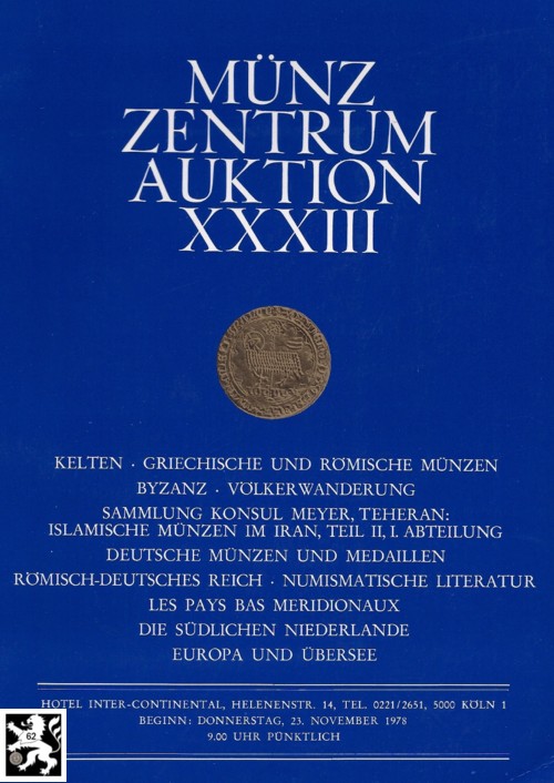  Münzzentrum (Köln) Auktion 33 (1978) Sammlung Konsul Meyer Teheran (Islamische Münzen im Iran Teil 2   