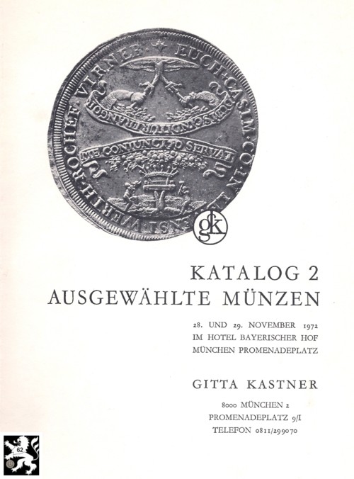  Kastner (München) Auktion 02 (1972) Kelten - Sammlung Muschelstatere der Boier / GÜNZBURG in Burgau   