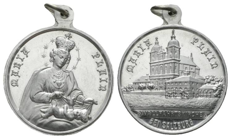  Salzburg; Amulette - Pilgeramulette, 1 Stück, tragbar; 1,93 g; Ø 24,5 mm   