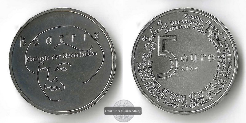  Niederlande   5 Euro   2004  50 Jahre Königreichsstatut   FM-Frankfurt    Feinsilber: 11,09g   